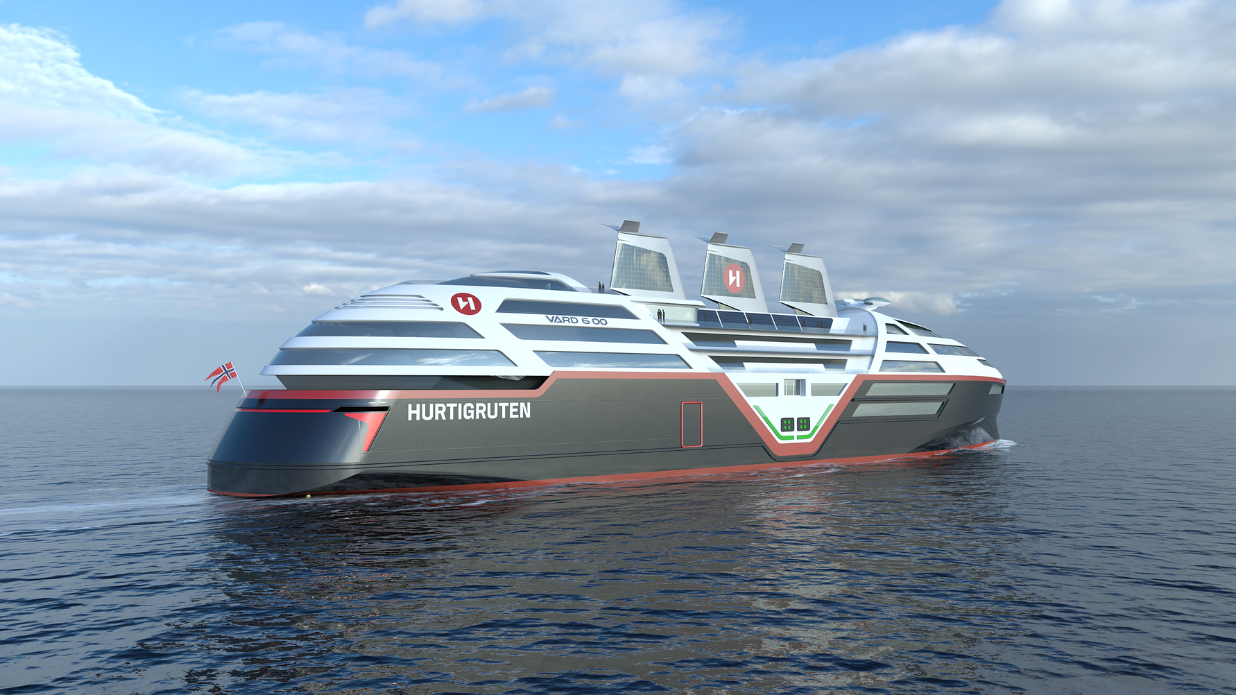 Visual concept of Hurtigruten Norway's Sea Zero initiative. Credit: VARD Design.   (Image at LateCruiseNews.com - June 2023)