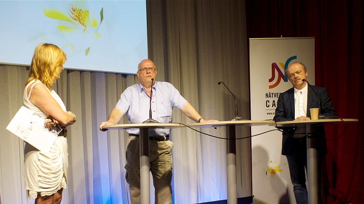 Nätverket mot cancer i Almedalen 3 juli 2012: Malou von Sivers i samtal med Carsten Rose och Roger Henriksson
