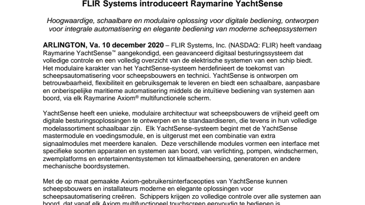 FLIR Systems introduceert Raymarine YachtSense
