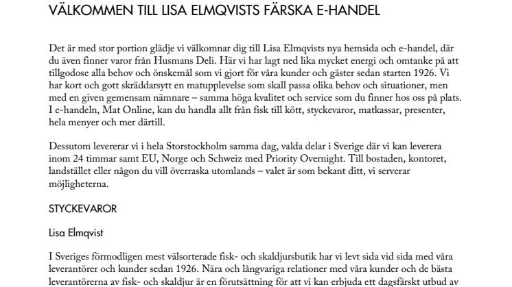 Välkommen till Lisa Elmqvists färska e-handel