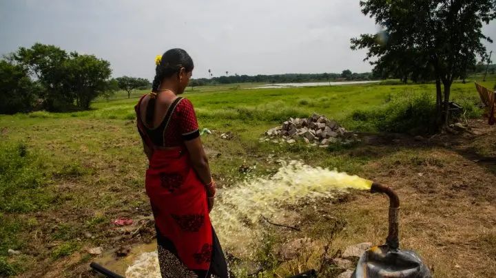 Contaminated ground water from a borewell in Gaddapotharam, India. From the report "The Health Paradox". Photo: Shailendra Yashwant