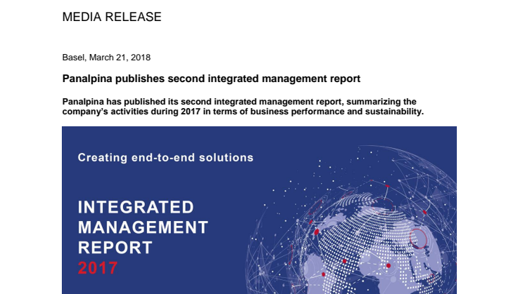Panalpina publishes second integrated management report