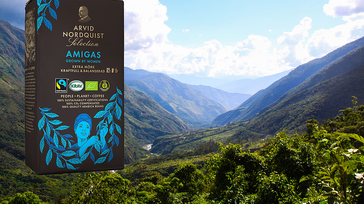 Kaffebönorna i AMIGAS, som är både ekologiska och Fairtrade-certifierade, kommer från peruanska farmer som drivs av kvinnor.