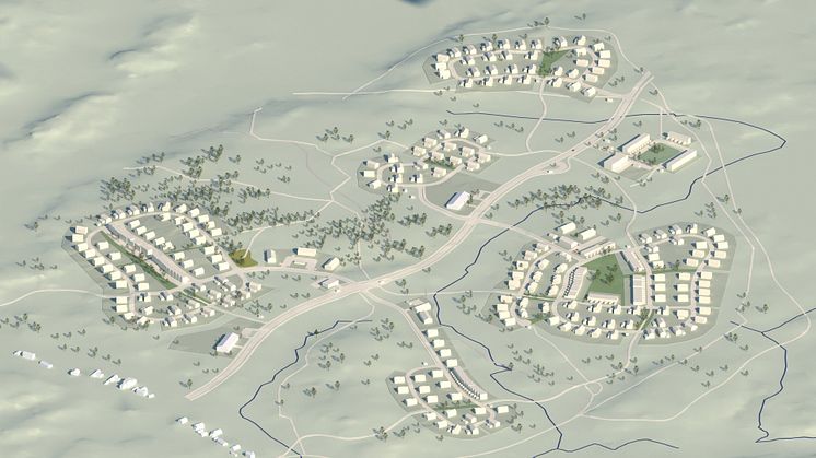 Visualiseringen visar hur området kan utformas i den nya detaljplanen för Malmbacken, i sydöstra delarna av Gäddeholm. Illustration: AL studio  