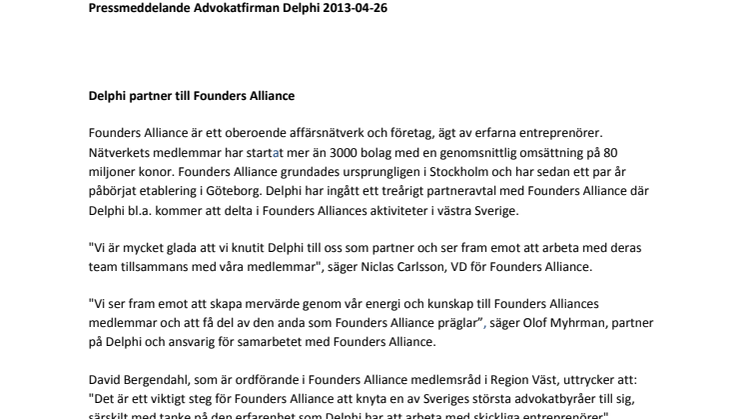 Delphi partner till Founders Alliance