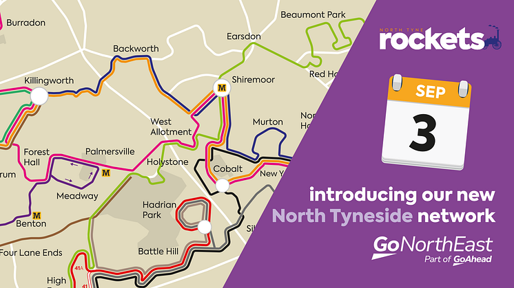 Go North East takes over Arriva services in North Tyneside from Sunday 3 September