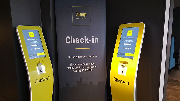 De nye check in maskiner gør det enkelt for gæsterne på Zleep Hotels.