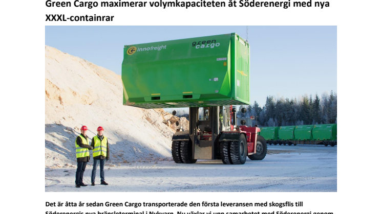 Green Cargo maximerar volymkapaciteten åt Söderenergi med nya XXXL-containrar