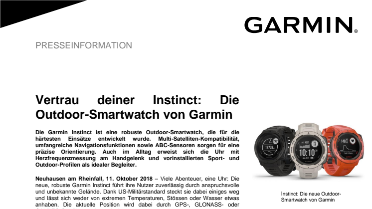Vertrau deiner Instinct: Die Outdoor-Smartwatch von Garmin