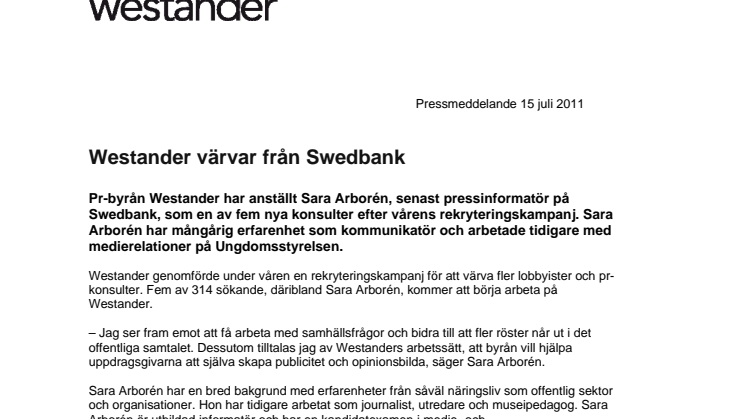 Westander värvar från Swedbank