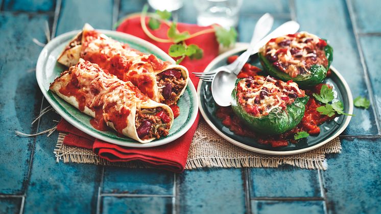 Enchiladas med nötkött & Fyllda paprikor, vegetariska