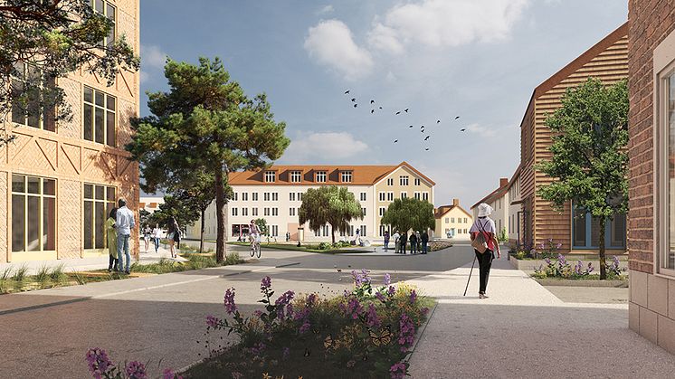 Cirka 2000 nya bostäder planeras när Elinelund växer. Illustration: Brunnberg & Forshed och Land arkitektur