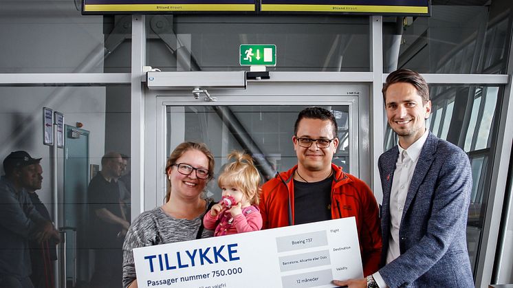 Norwegian fejrer passager nummer 750.000 i Billund