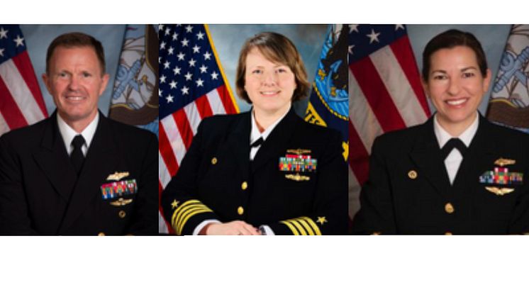 L-R Rear Admiral Piret, Captain Christi Montgommery, Captain Kate Hermsdorfer