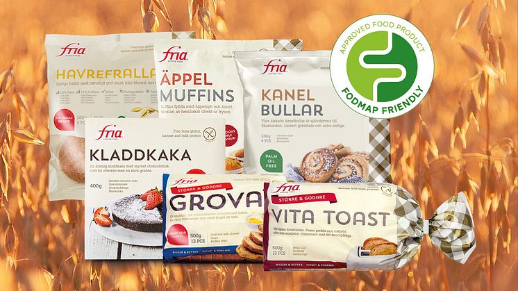 20 av Frias produkter certifierade enligt FODMAP Friendly och kan erbjudas personer som blivit rekommenderade låg FODMAP-diet