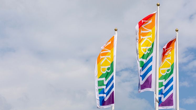 MKB Fastighets AB hissar regnbågsfärgade flaggor i sina bostadsområden med anledning av World Pride 2021.