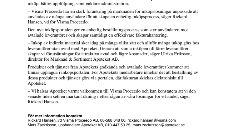 Apoteket AB väljer inköpslösning från Visma