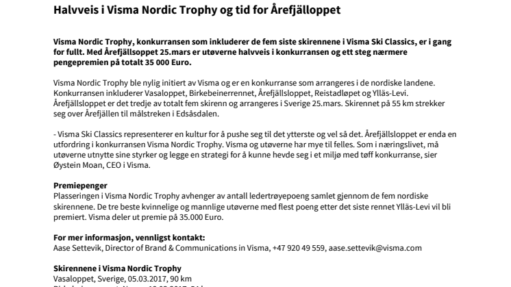 ​Halvveis i Visma Nordic Trophy og tid for Årefjällsloppet