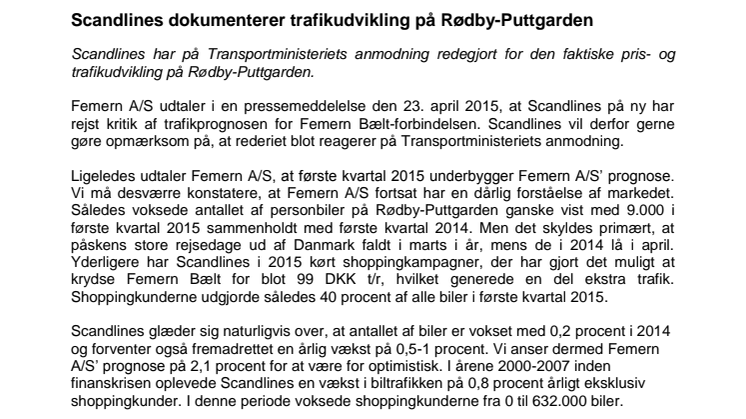 Scandlines dokumenterer trafikudvikling på Rødby-Puttgarden