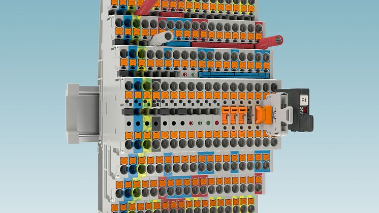 Multi-level terminal blocks with Push-in connection for space-saving wiring on multiple levels