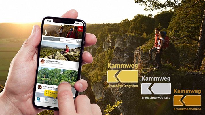 mit der App SummitLynx auf dem Kammweg Erzgebirge-Vogtland unterwegs (Foto: TVE)