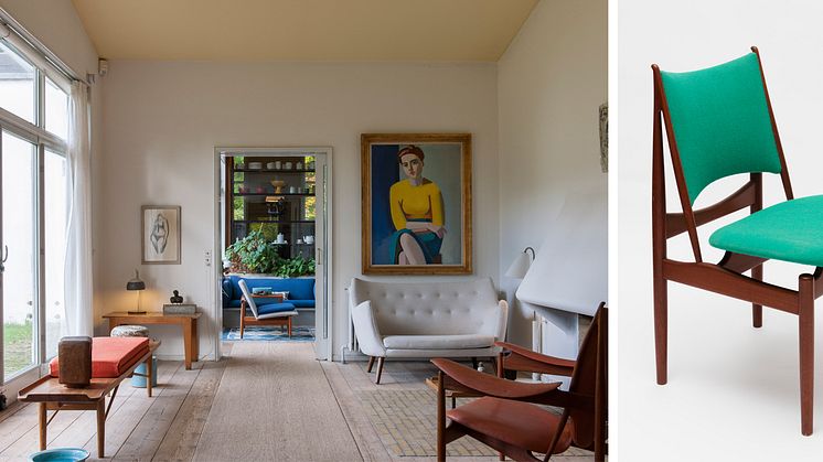 Interior from Finn Juhl’s home in Ordrup and Egyptian chair by Finn Juhl. Photo: Anna Danielsson and Anders Sune Berg.