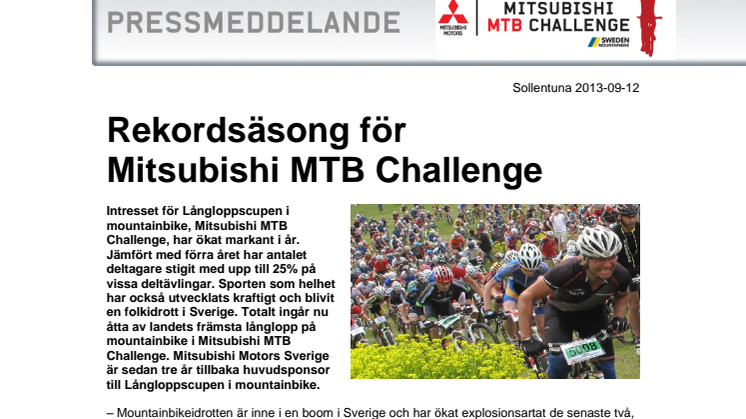 Rekordsäsong för Mitsubishi MTB Challenge