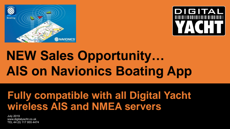 Dealer Sales Opportunity - AIS on Navionics Boating App with Digital Yacht