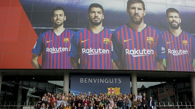 UK students including Faye Mullen visiting Barcelona FC's famous Nou Camp with Santander