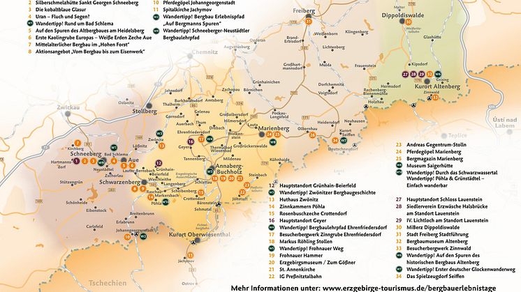 Übersichtskarte Teilnehmerstandorte Bergbau Erlebnistage 2019 