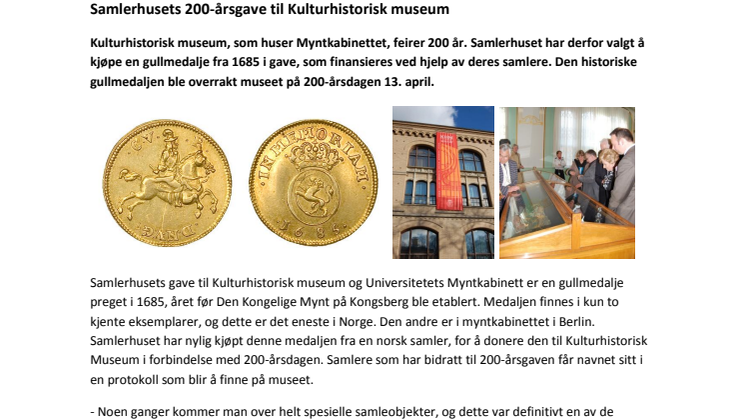Samlerhusets 200-årsgave til Kulturhistorisk museum