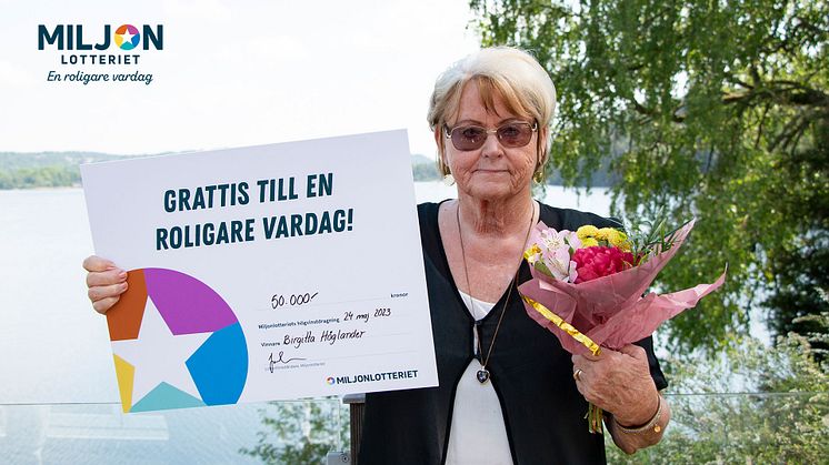 Birgitta från Skellefteå vann 50 000 kronor i Miljonlotteriets högvinstdragning.