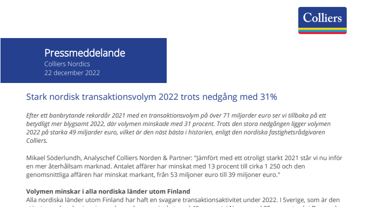 Stark nordisk transaktionsvolym 2022 trots nedgång med 31%.pdf