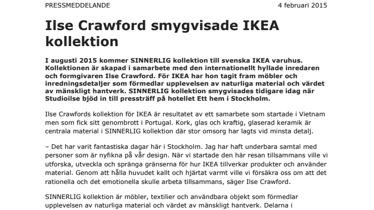 Ilse Crawford smygvisade IKEA kollektion