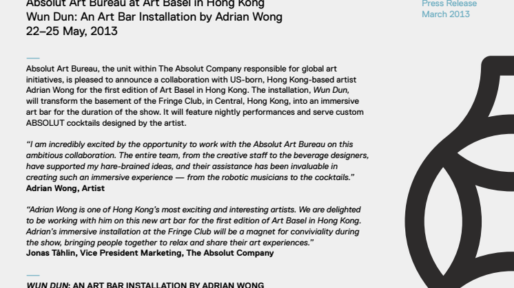 Absolut Art Bureau at Art Basel in Hong Kong 
