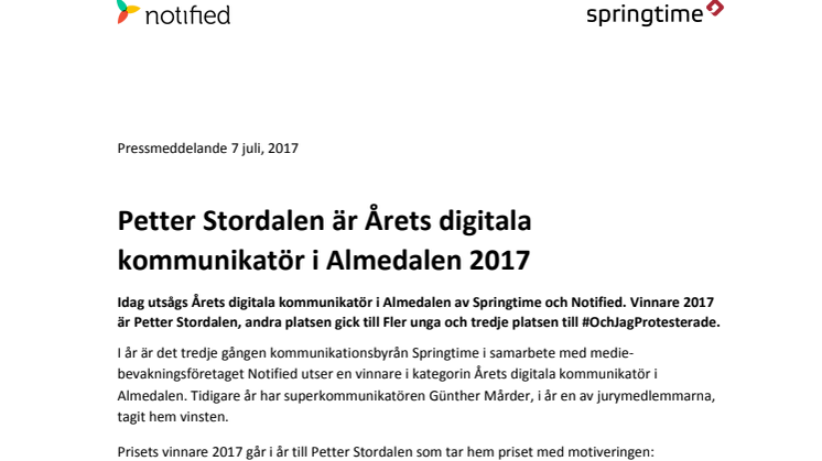 Petter Stordalen är Årets digitala kommunikatör i Almedalen 2017