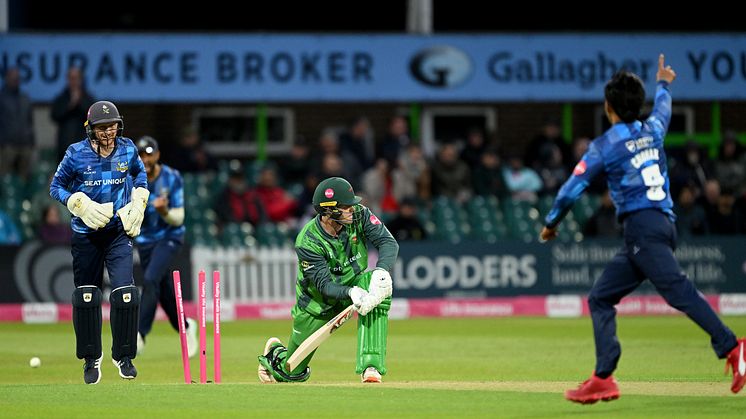 Jafer Chohan celebrates a wicket in the Vitality Blast. Photo: Getty Images