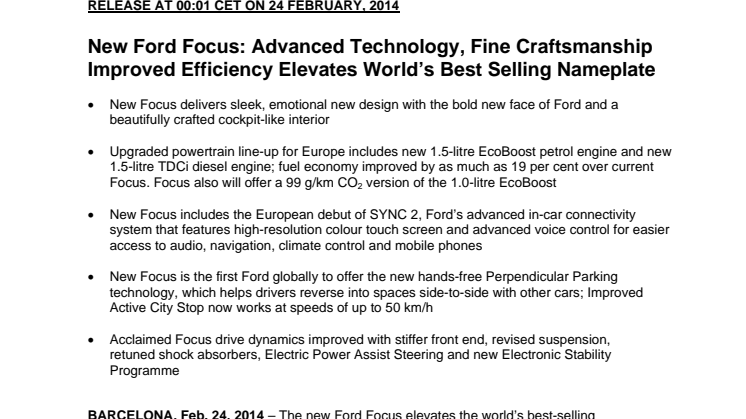 Ny Ford Focus pakket med avanceret teknologi