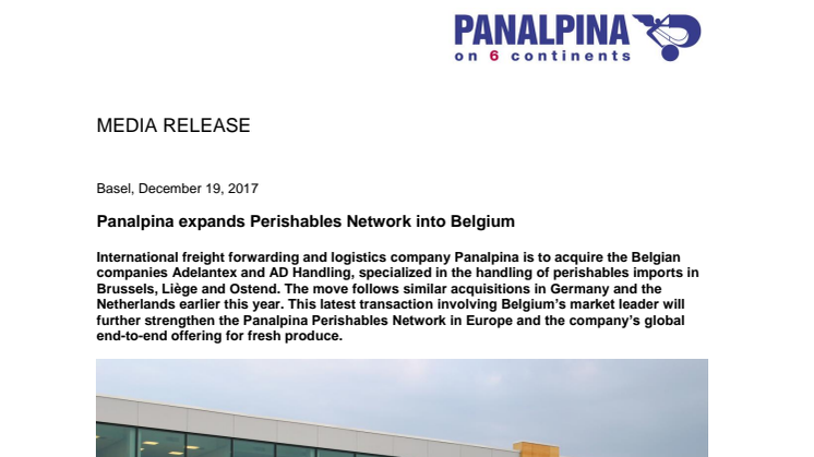 Panalpina expands Perishables Network into Belgium