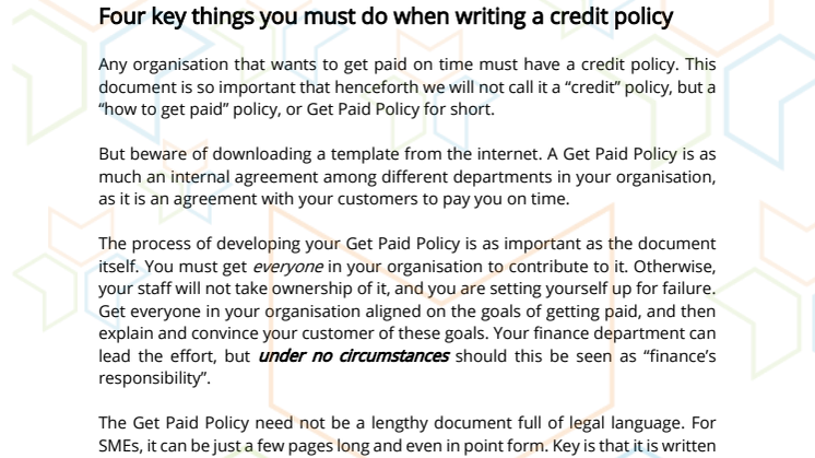 RIABU Academy - Four key things you must do when writing a credit policy
