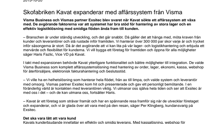 Skofabriken Kavat expanderar med affärssystem från Visma