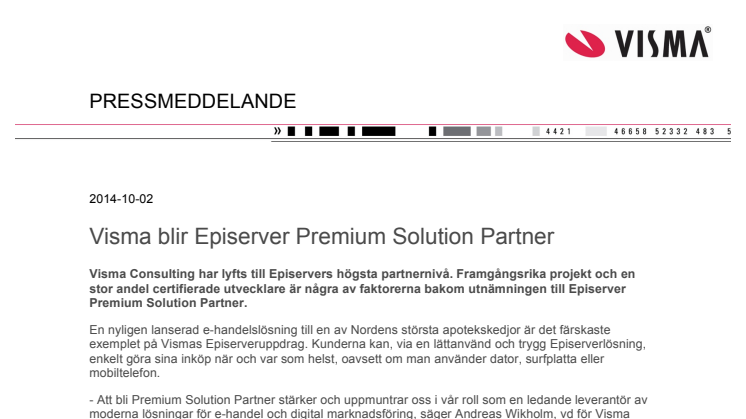 Visma blir Episerver Premium Solution Partner