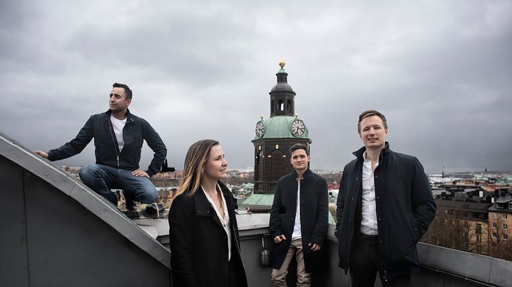 Teamet bakom Allihoop: Milad Barosen, Carolina Mistander, Samuel Gielis och Johan Outinen. Foto: Johanna Hanno