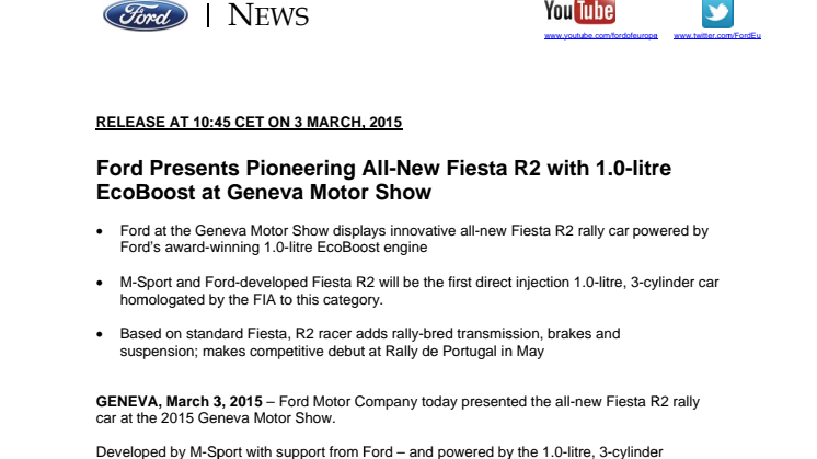 Ford Fiesta R2 rally bil - Genève Motor Show