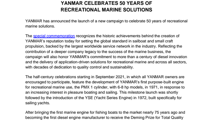 September 7th 2021 - YANMAR Celebrates 50 Years of Recreational Marine Solutions.pdf