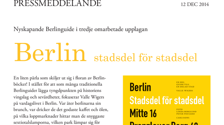 "Berlin - stadsdel för stadsdel". Nyskapande Berlinguide i tredje omarbetade upplagan