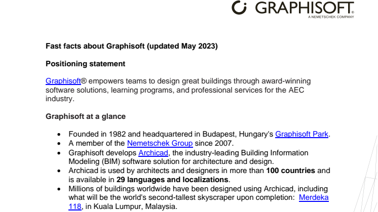 Fast Facts about Graphisoft