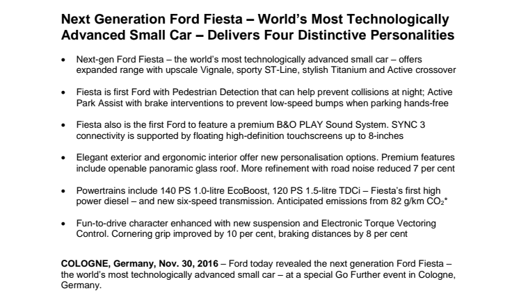 Verdenspremiere: Ny Fiesta er den mest avancerede minibil