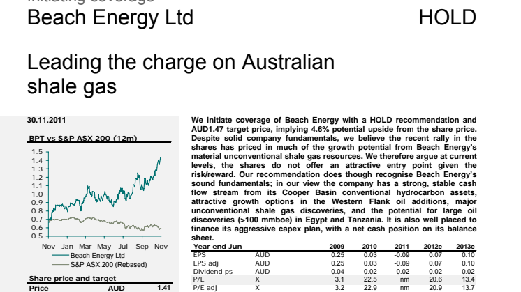 DnB Launches Research on Australian Oil and Gas Sector Mid Caps - Beach Energy 