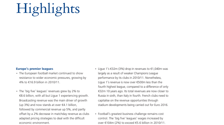 Highlights - Deloitte Annual Review of Football Finance 2012